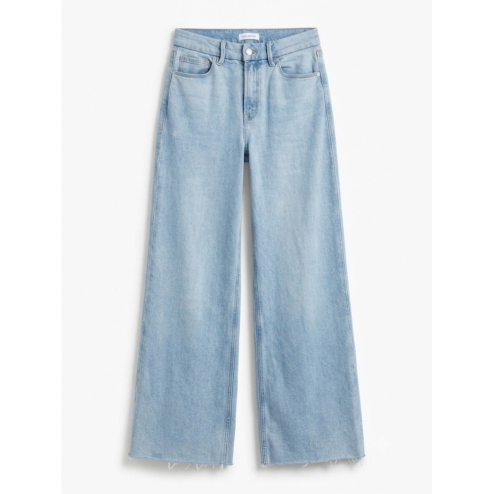 Good American Jeans 6 Blue Denim Wide Leg Stretch Baggy High Rise Pockets